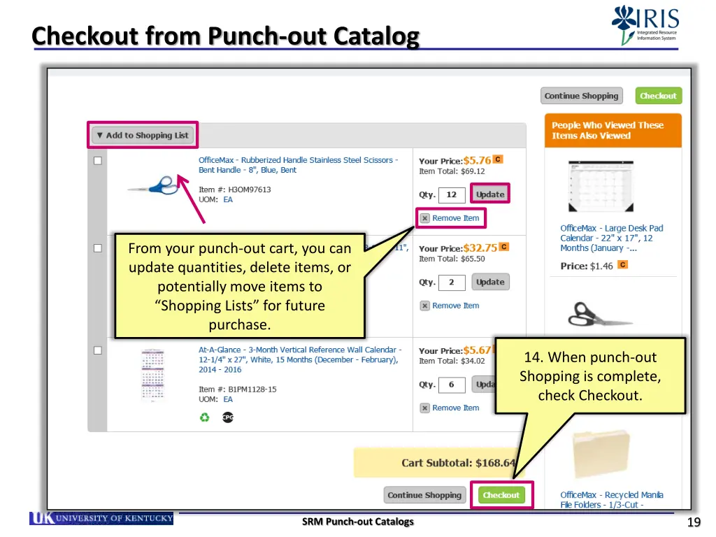 checkout from punch out catalog