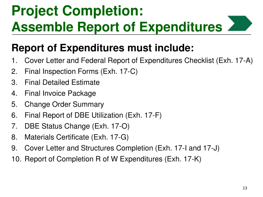 project completion assemble report of expenditures 1