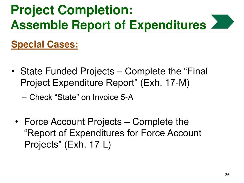 project completion assemble report of expenditures 10