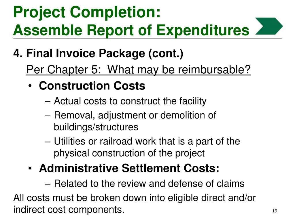 project completion assemble report of expenditures 5