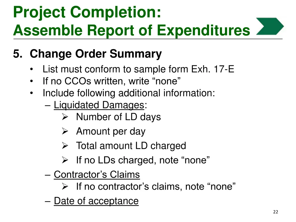 project completion assemble report of expenditures 6