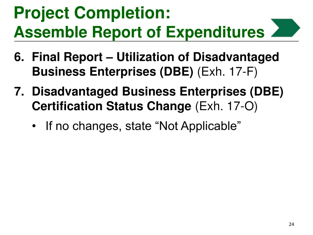 project completion assemble report of expenditures 8