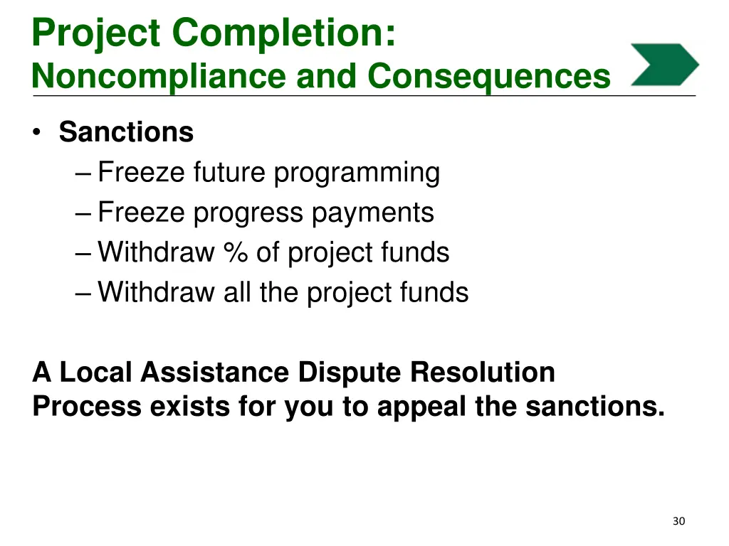 project completion noncompliance and consequences 2
