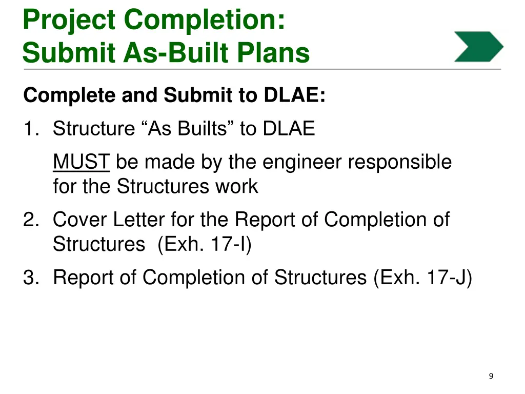 project completion submit as built plans 2