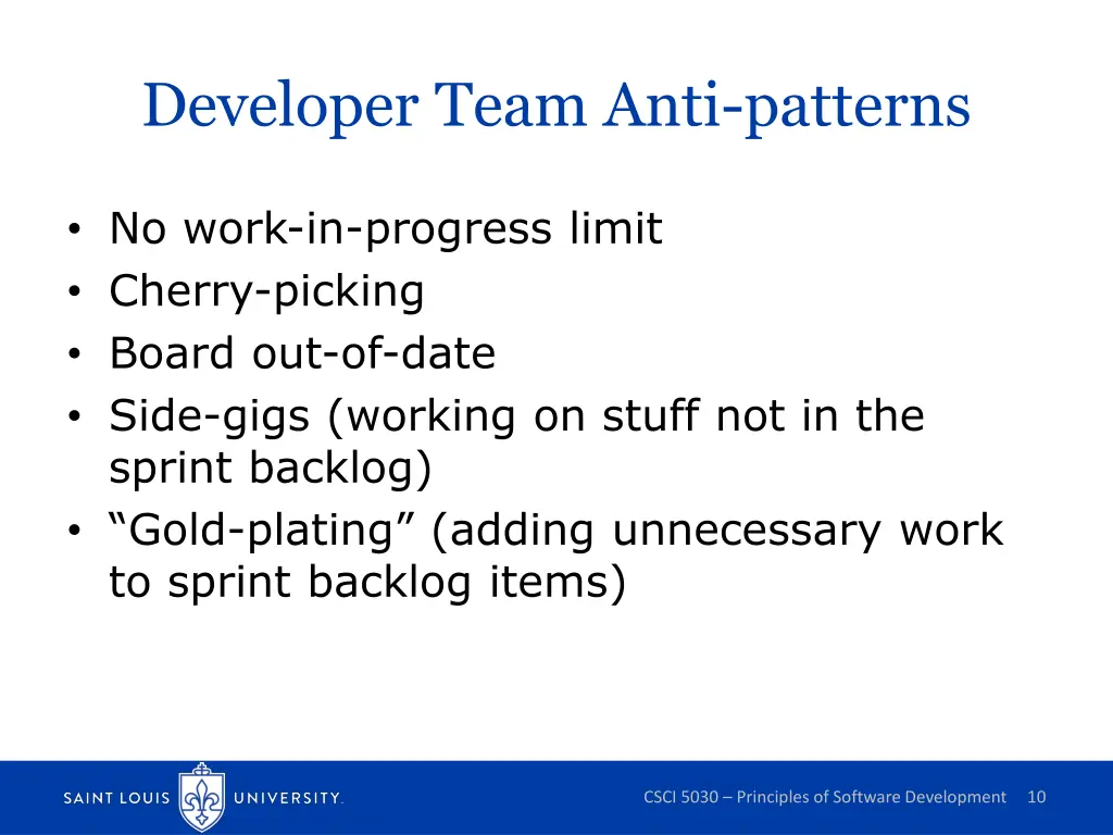 developer team anti patterns