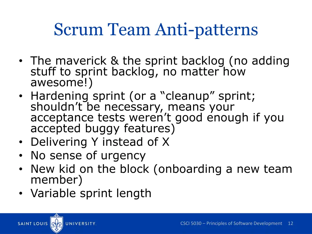scrum team anti patterns