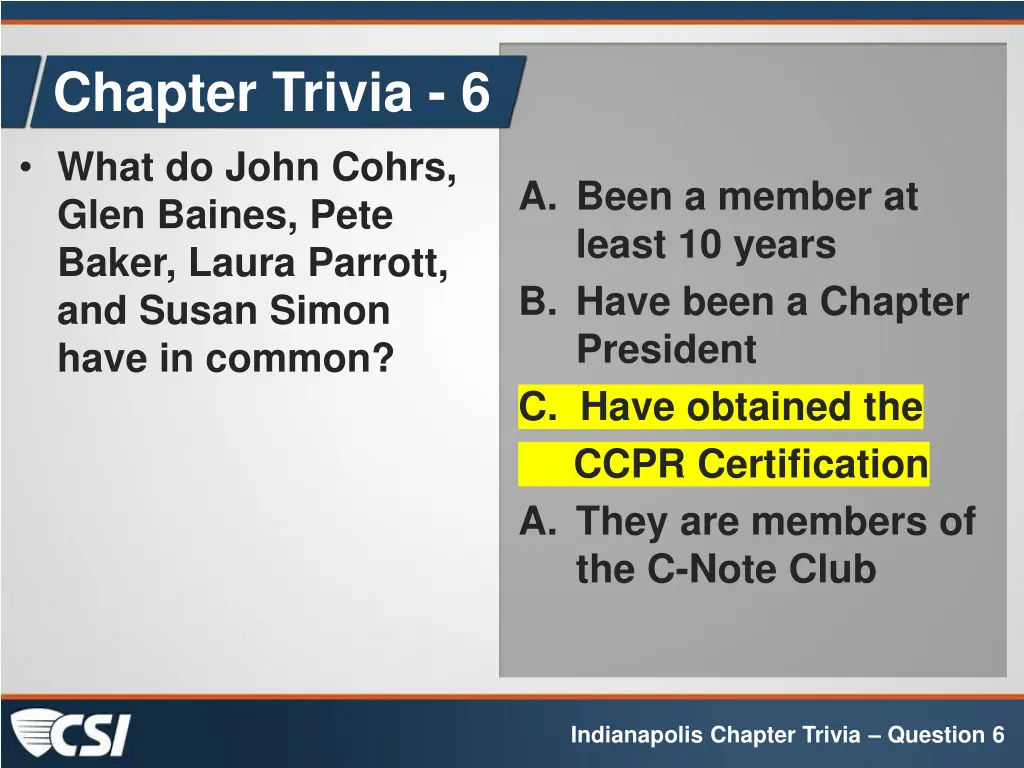 chapter trivia 6 what do john cohrs glen baines 1