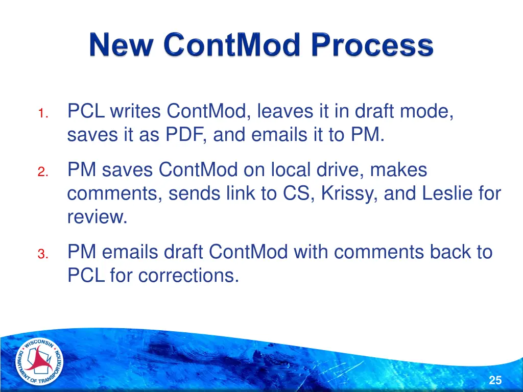 pcl writes contmod leaves it in draft mode saves