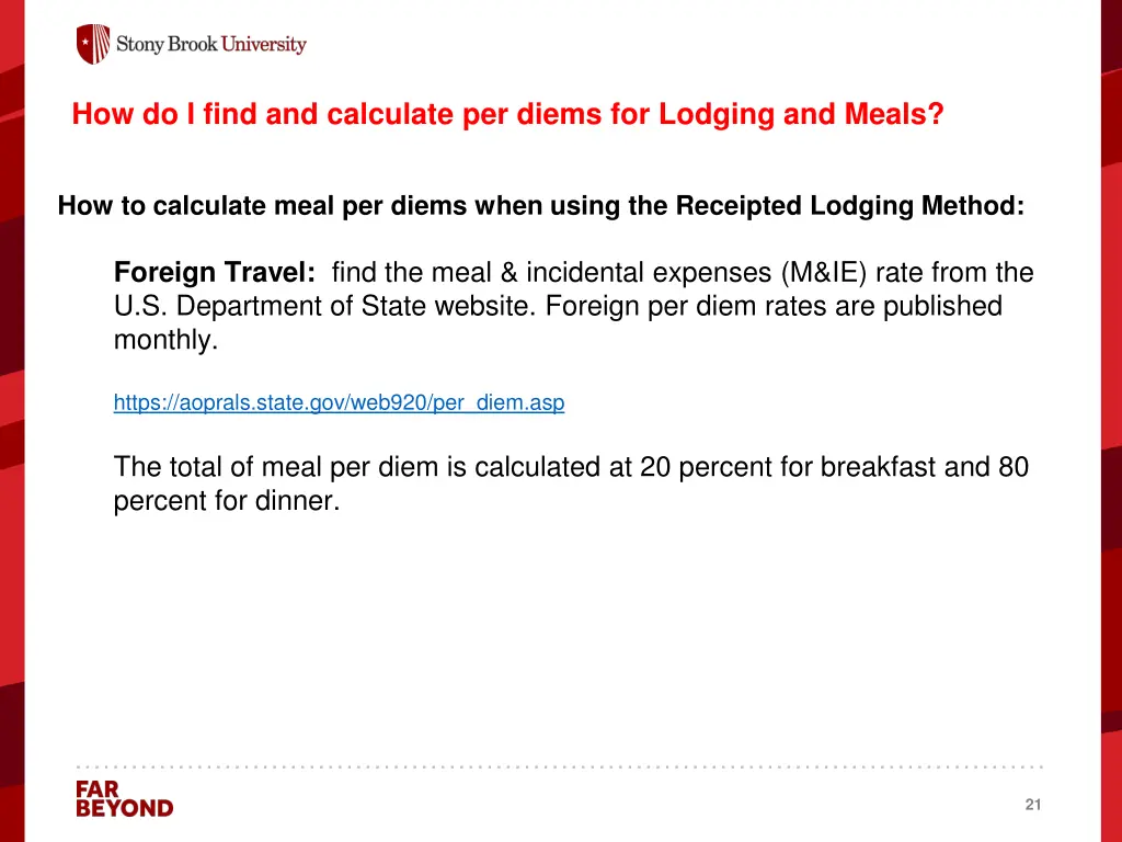 how do i find and calculate per diems for lodging 2
