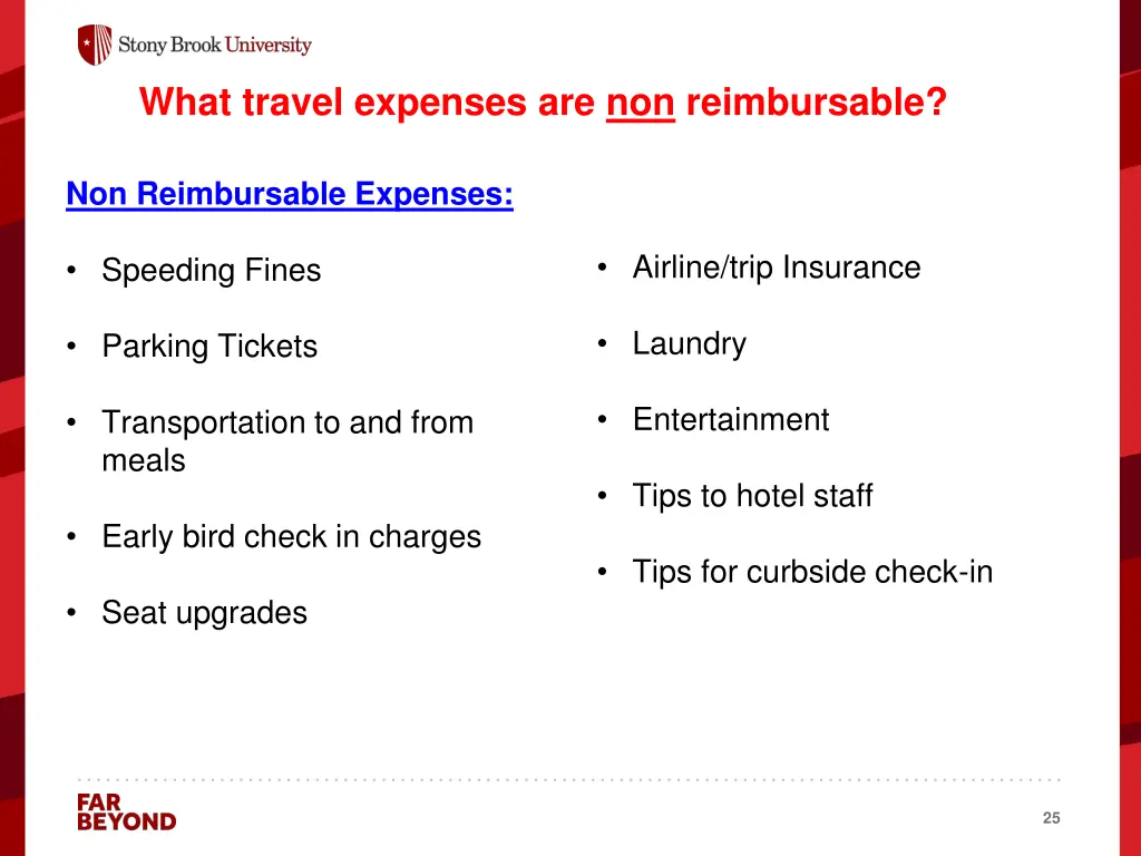 what travel expenses are non reimbursable