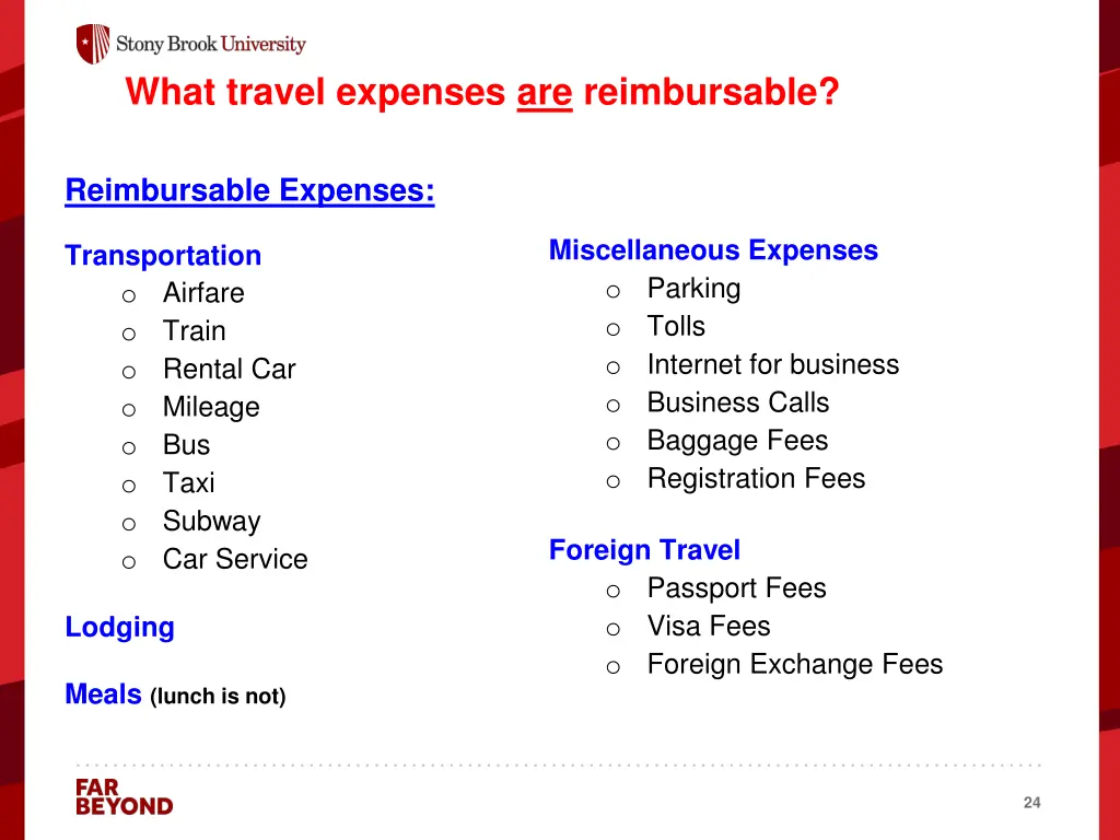 what travel expenses are reimbursable