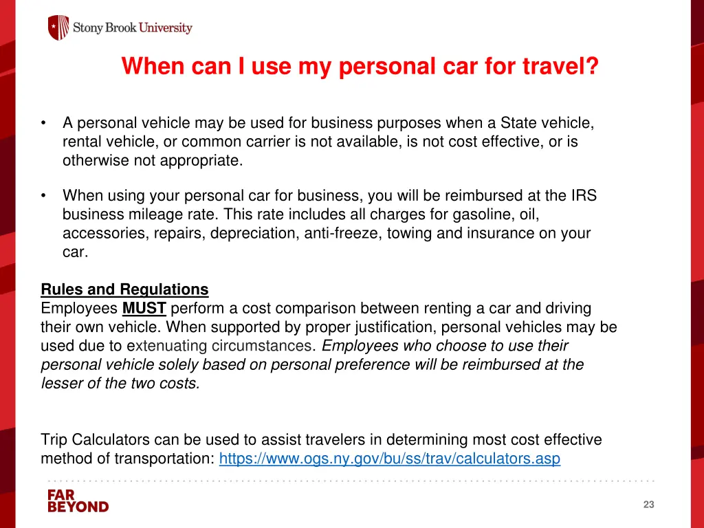 when can i use my personal car for travel