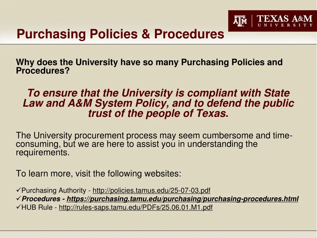 purchasing policies procedures