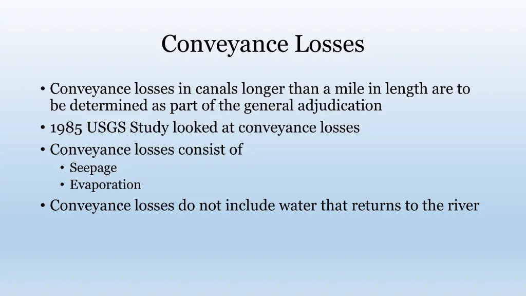 conveyance losses