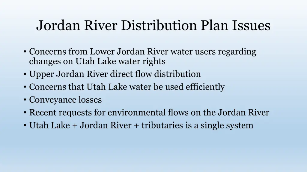 jordan river distribution plan issues