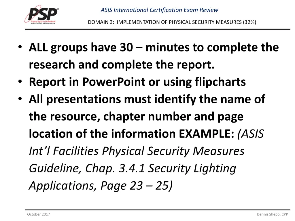 asis international certification exam review 10