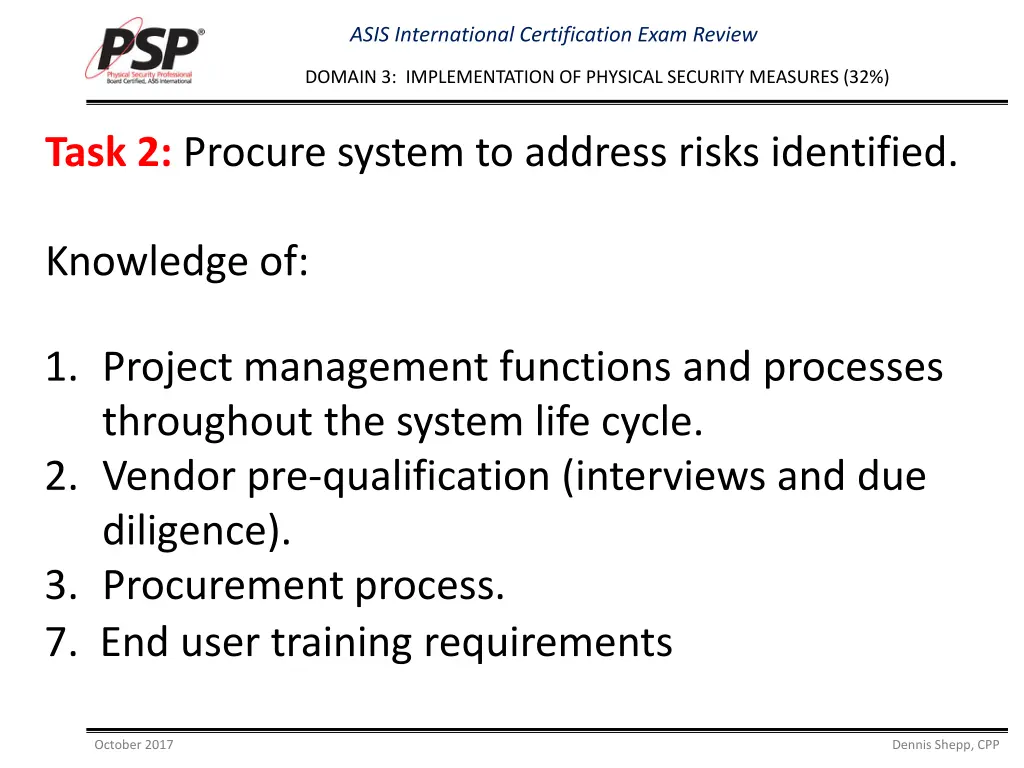 asis international certification exam review 5