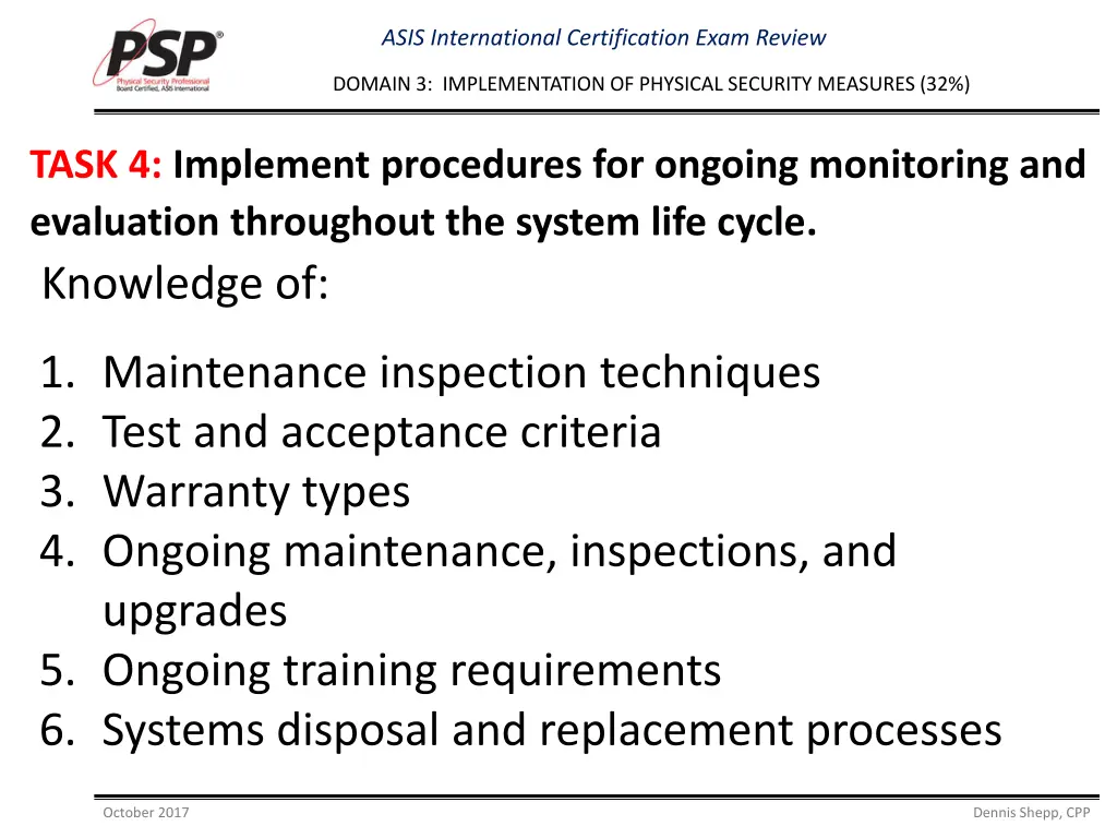 asis international certification exam review 7