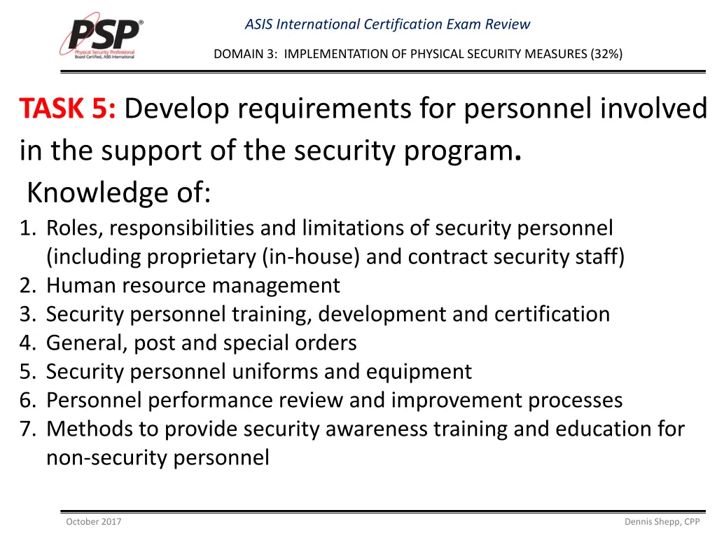 asis international certification exam review 9