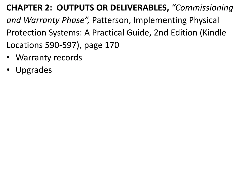 chapter 2 outputs or deliverables commissioning 1