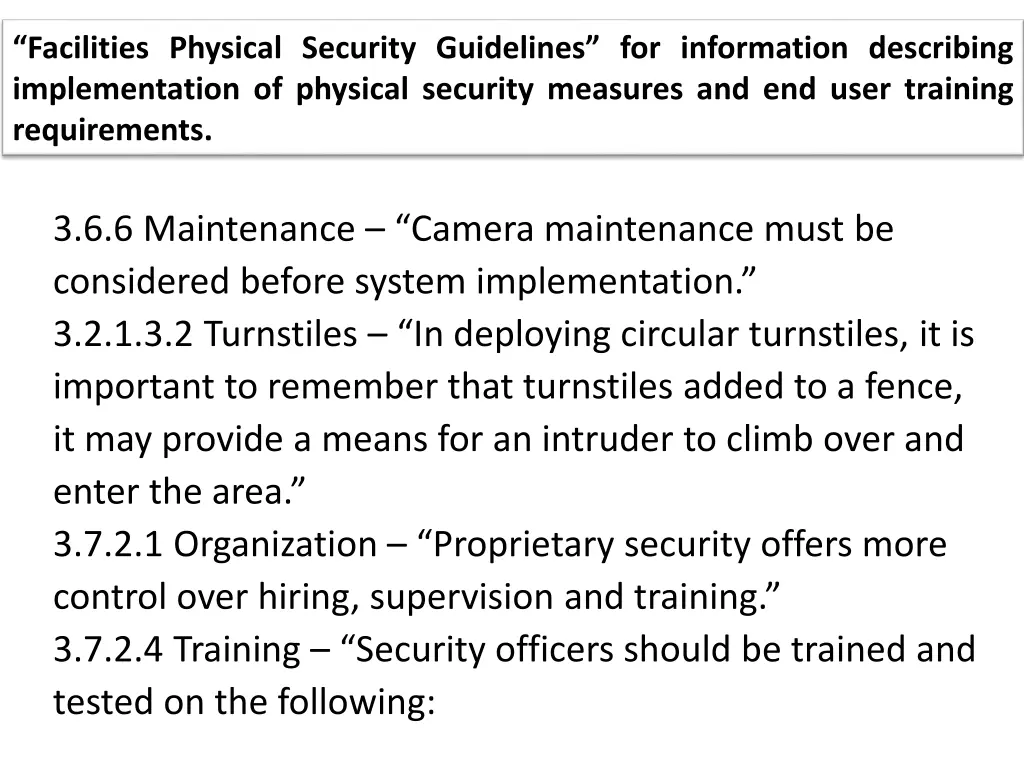 facilities physical security guidelines