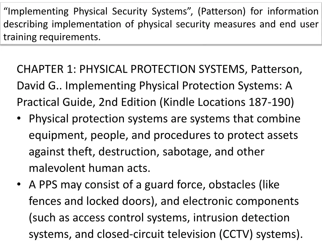 implementing physical security systems patterson