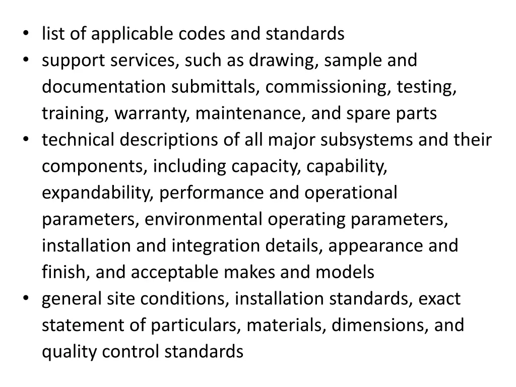 list of applicable codes and standards support