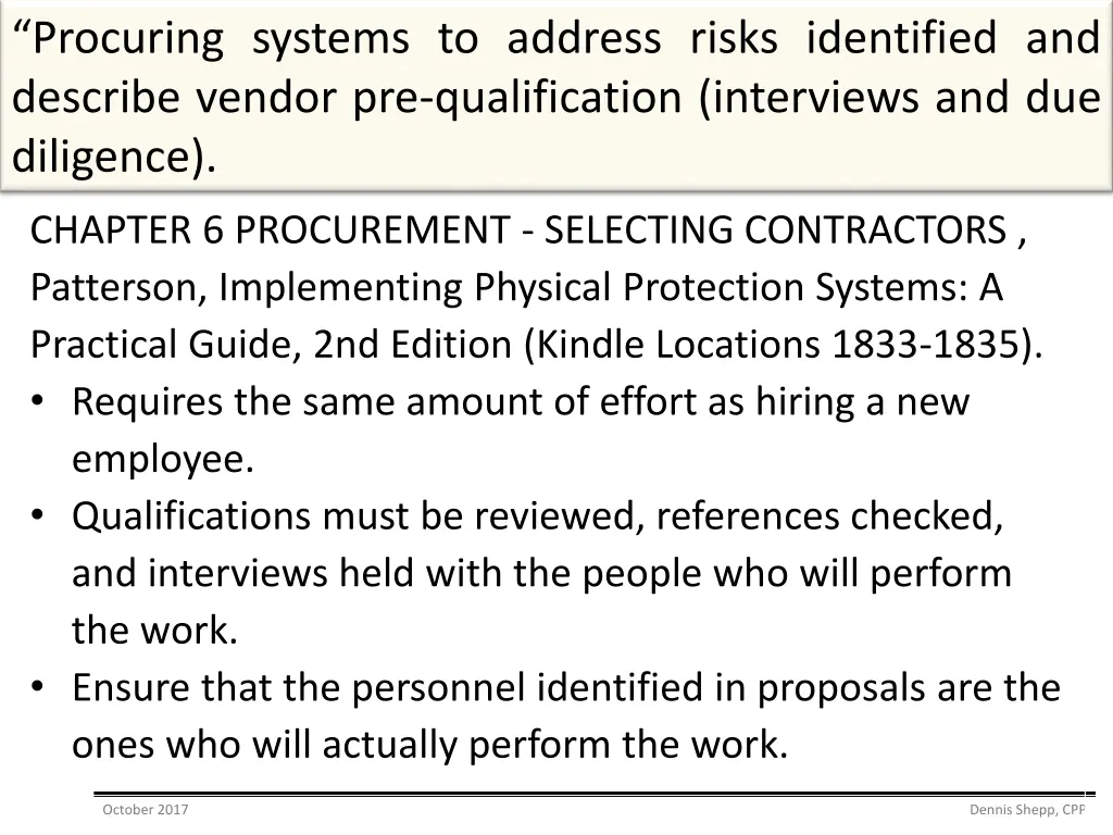 procuring systems to address risks identified 1