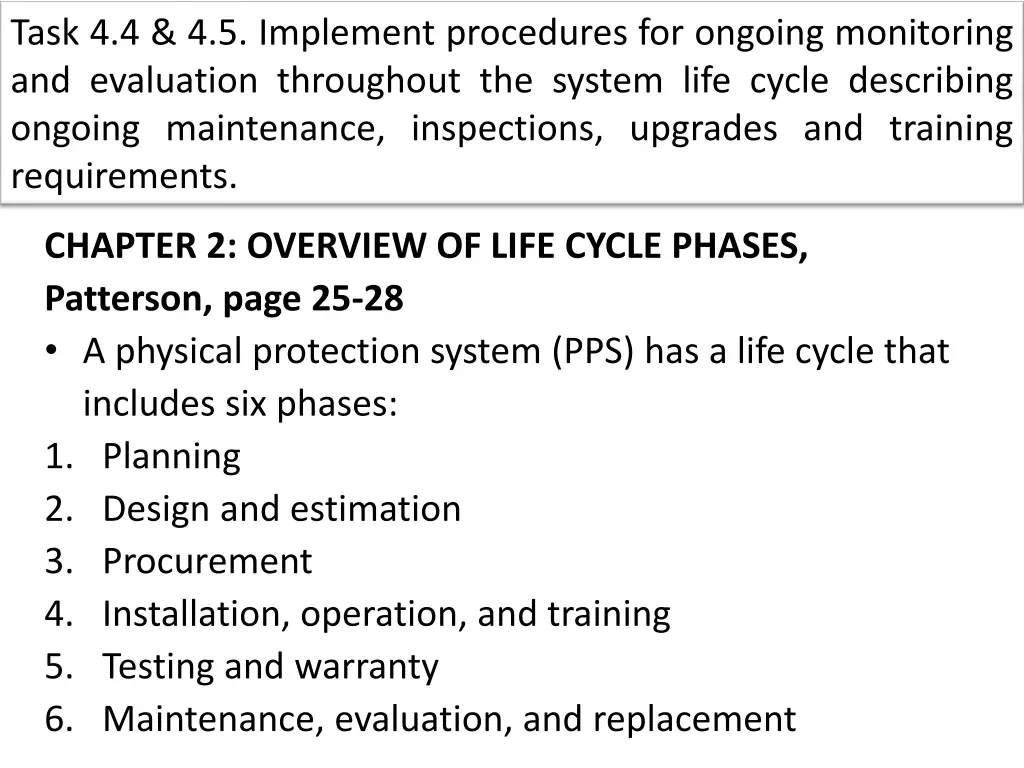task 4 4 4 5 implement procedures for ongoing