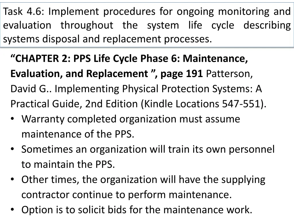 task 4 6 implement procedures for ongoing