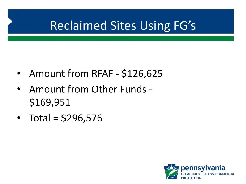 reclaimed sites using fg s