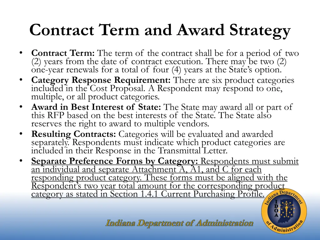 contract term and award strategy