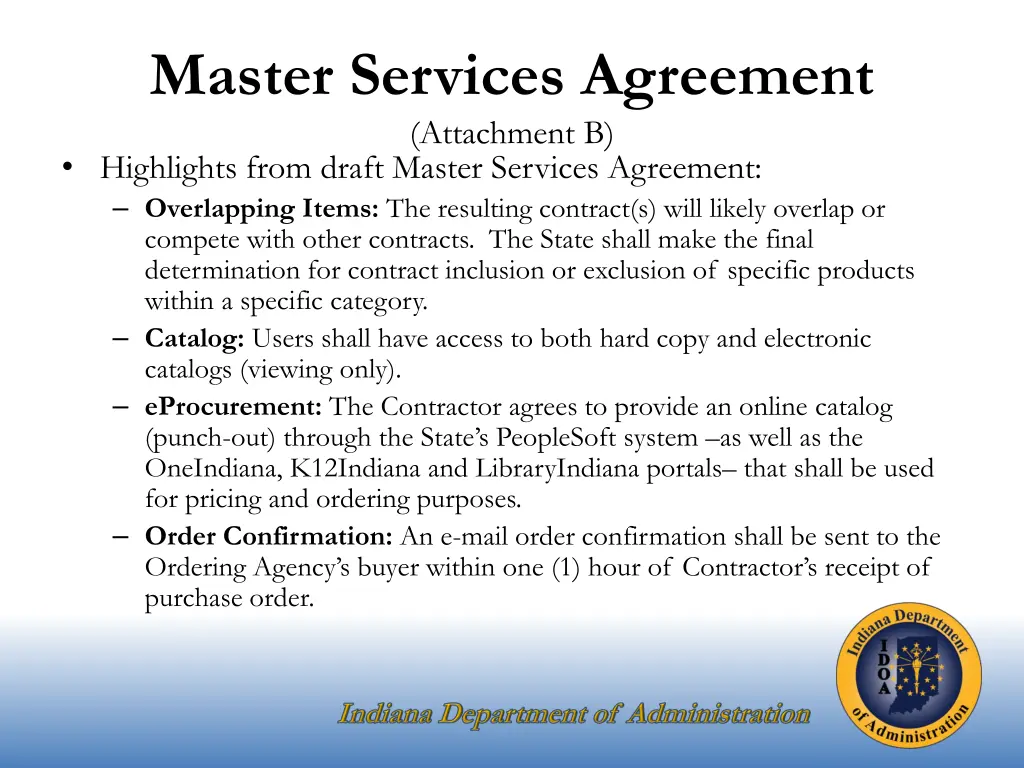 master services agreement attachment b highlights