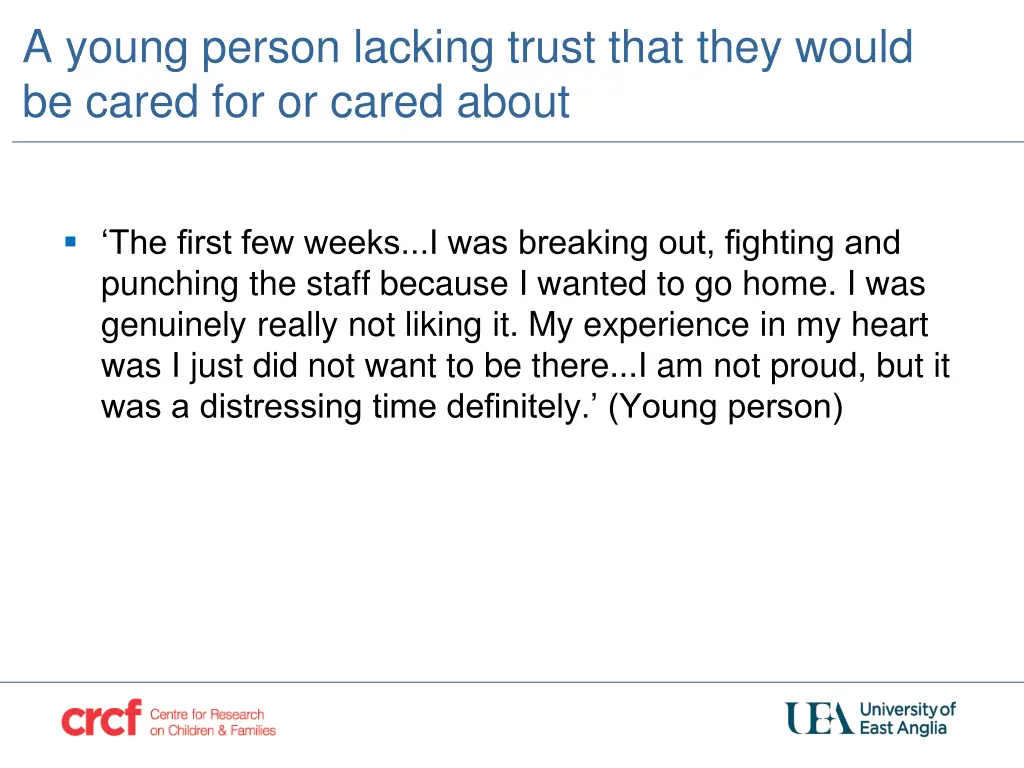 a young person lacking trust that they would