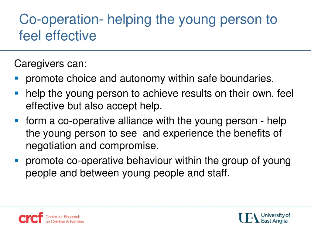 co operation helping the young person to feel 1