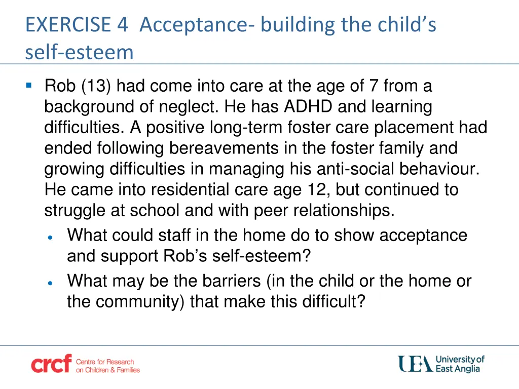 exercise 4 acceptance building the child s self