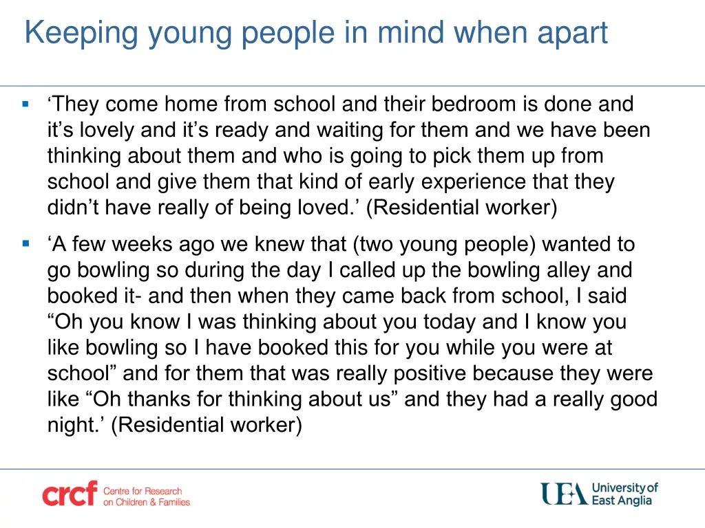 keeping young people in mind when apart