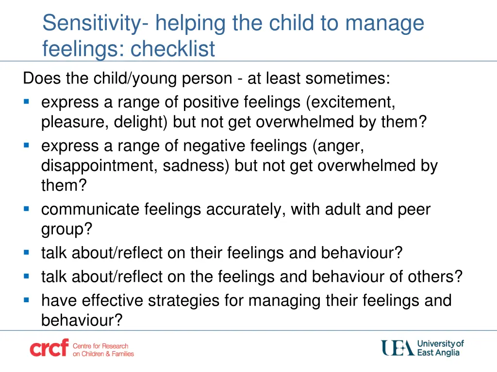 sensitivity helping the child to manage feelings