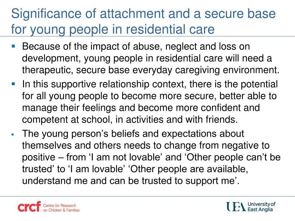 significance of attachment and a secure base