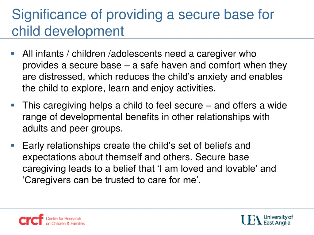significance of providing a secure base for child