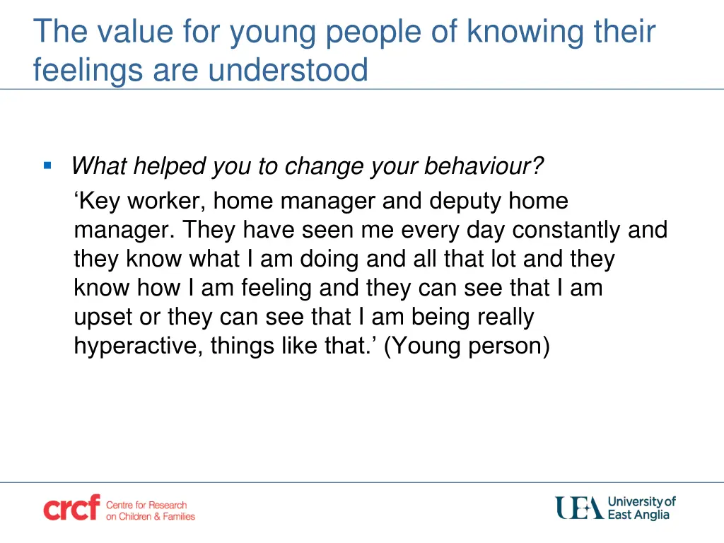 the value for young people of knowing their