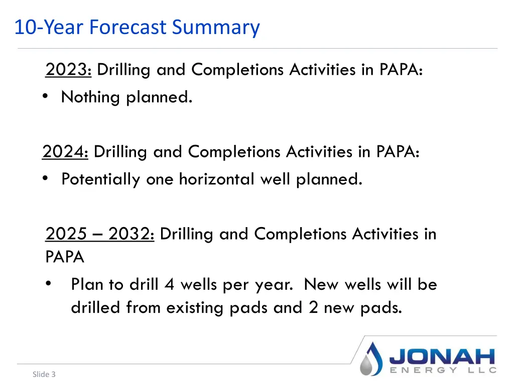 10 year forecast summary