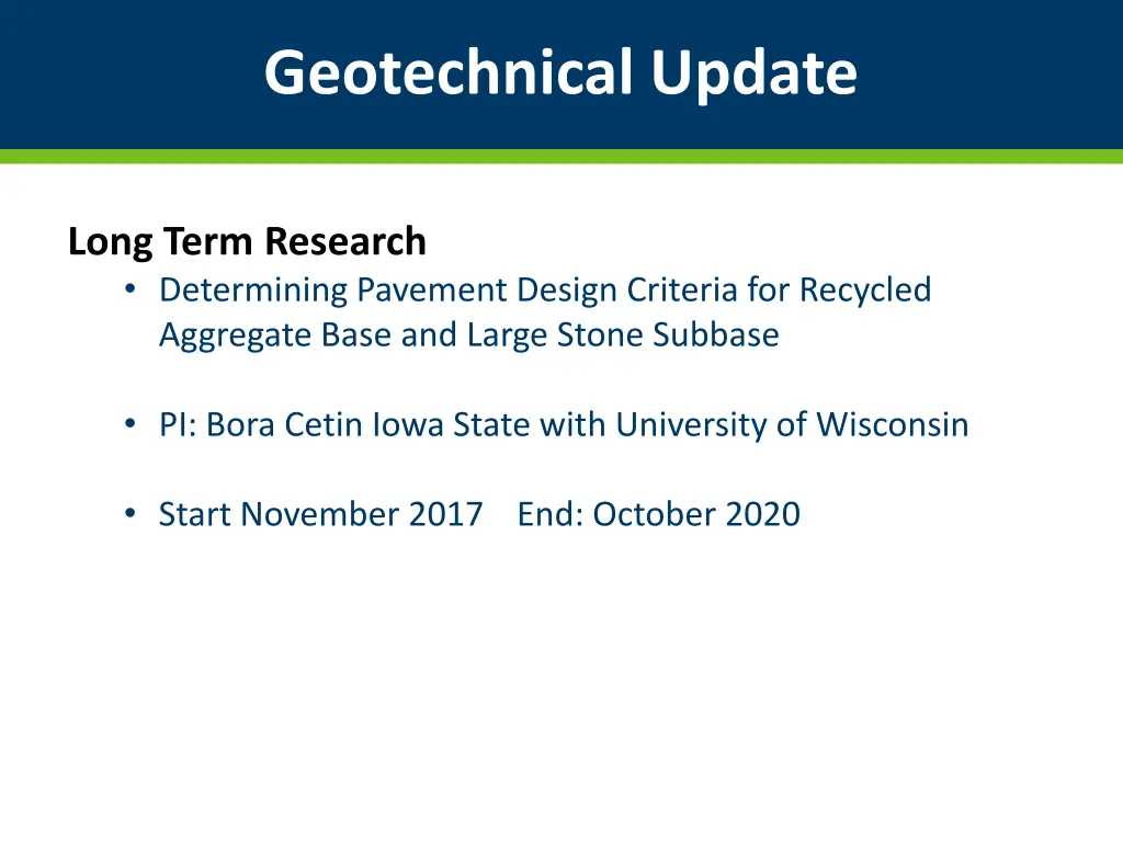 geotechnical update