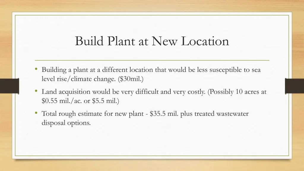 build plant at new location