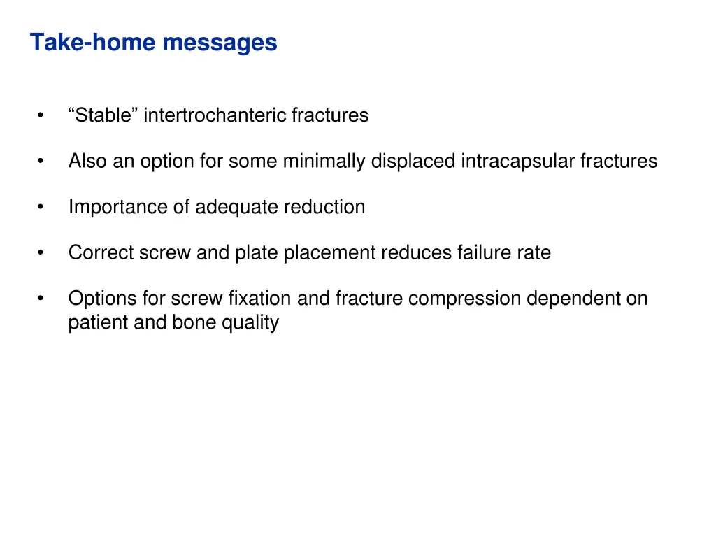 take home messages