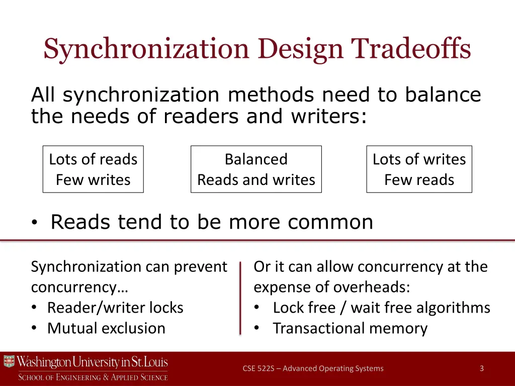 synchronization design tradeoffs
