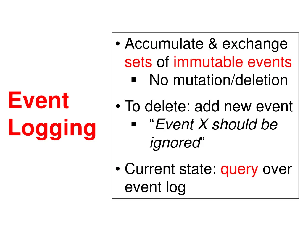 accumulate exchange sets of immutable events