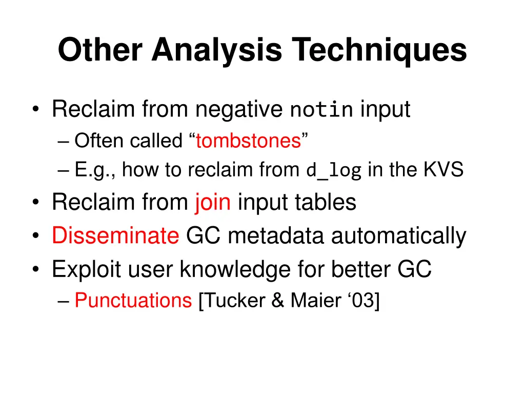 other analysis techniques
