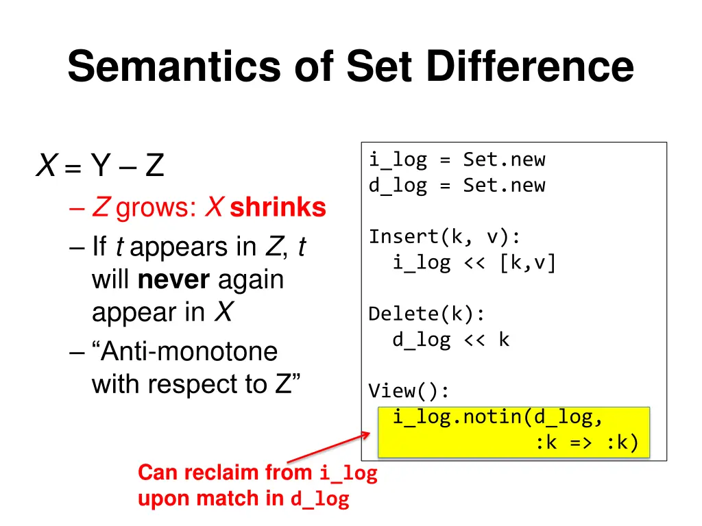 semantics of set difference