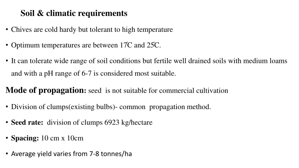 soil climatic requirements